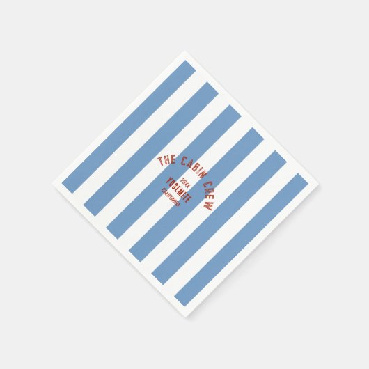 ザキャビンクルーカスタムズクレストブルーパークストライプ スタンダードカクテルナプキン (角)