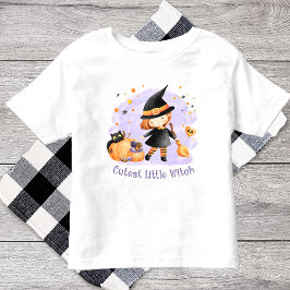 ザキュートな小さな魔女ハロウィーンの女の子Tシャツ トドラーTシャツ