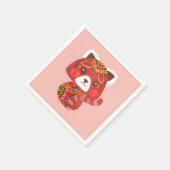 ザキュートな赤いパンダ スタンダードカクテルナプキン (角)