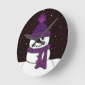 ザキュートアームレス雪だるま ラウンド壁時計 (傾斜)