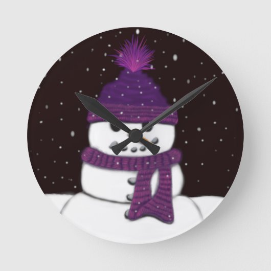 ザキュートアームレス雪だるま ラウンド壁時計 (正面)