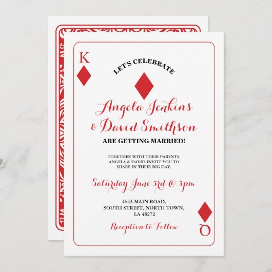 ザキングク結婚イーンダイヤモンドカ遊ードエース招待状 招待状 (正面/裏面)