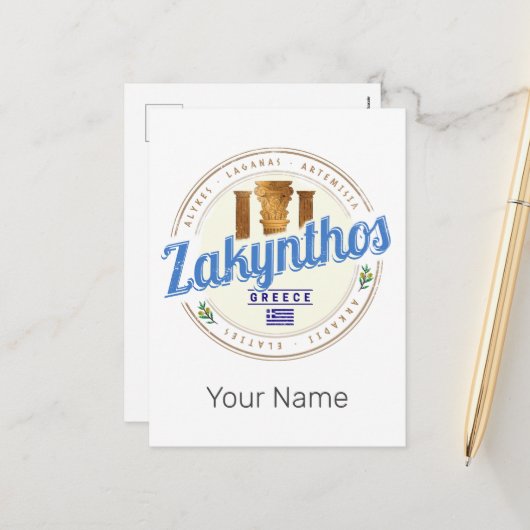 ザキントスアイランドギリシャバケーションヴィンテージ土産 シーズンポストカード (正面/裏面インサイチュ)