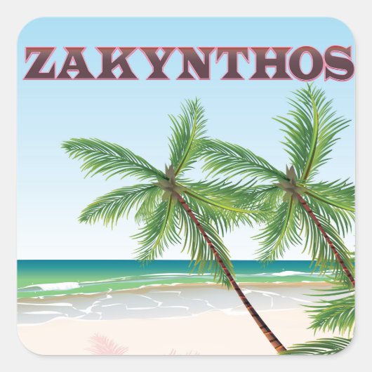 ザキントス・ギリシャ旅行ポスター スクエアシール (正面)