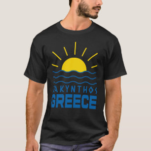 ザキントス ギリシャ 太陽と海 メンズ ブラック Tシャツ