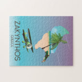 ザキントスGreeceの地図と旅行のポスター ジグソーパズル (横)