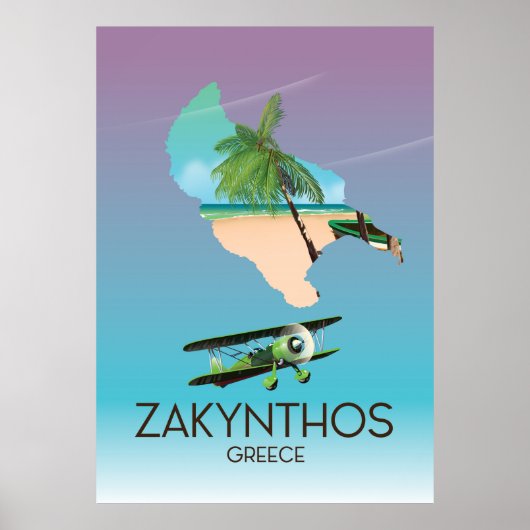 ザキントスGreeceの地図と旅行のポスター ポスター (正面)