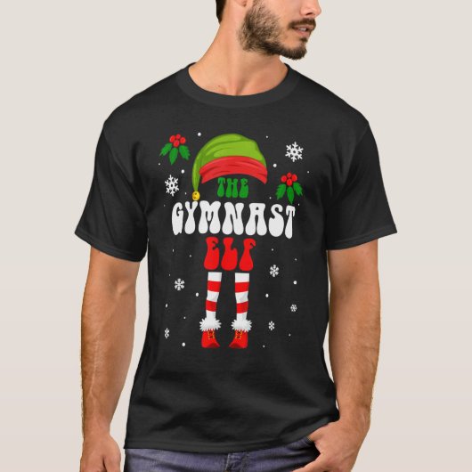 ザギムナスト小妖精や小人クリスマスファミリーマッチングクリスマスグロ Tシャツ (正面)