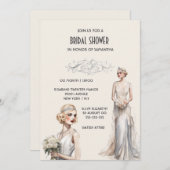 ザギャツビー素晴らしブライダルシャワーアイボリーホワイト 招待状 (正面/裏面)