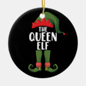 ザクイーン小妖精や小人マッチングファミリークリスマス女性 セラミックオーナメント (正面)