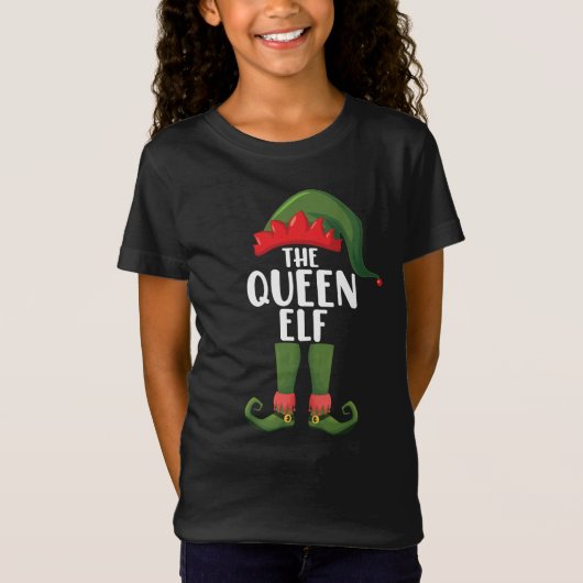 ザクイーン小妖精や小人マッチングファミリークリスマス女性 Tシャツ (正面)