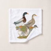 ザクセンのアヒル家族 バスタオルセット (ウォッシュタオル)