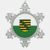 ザクセンのスノーフレークペーターのクリスマスオーナメントの国旗 スノーフレークピューターオーナメント (正面)