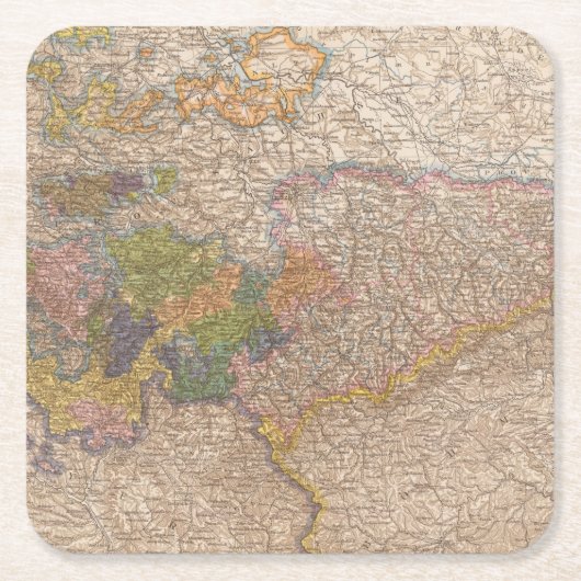 ザクセンのThuringische Staatenの地図書の地図 スクエアペーパーコースター (正面)