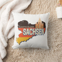 ザクセンレトロ州マップヴィンテージ土産 クッション