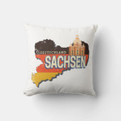 ザクセンレトロ州マップヴィンテージ土産 クッション (正面)
