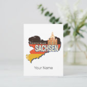 ザクセンレトロ州マップヴィンテージ土産 シーズンポストカード (スタンド正面)