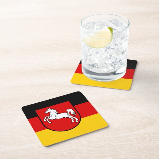 ザクセン州下区紙コースター国旗 スクエアペーパーコースター (インサイチュ)