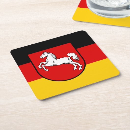 ザクセン州下区紙コースター国旗 スクエアペーパーコースター (アングル)