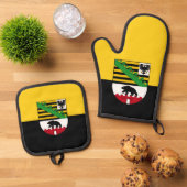 ザクセン・アンハルト・マウス・パッド国旗 鍋つかみ&鍋敷きセット (トップダウン)