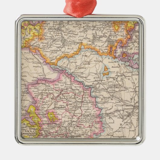 ザクセン、MecklenburgのAnhaltの地図書の地図 メタルオーナメント (正面)