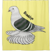 ザクソンシールドハト鳥の漫画イラストレーション シャワーカーテン (正面)