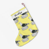 ザクソンシールドハト鳥の漫画イラストレーション スモールクリスマスストッキング (裏面 (吊り時))