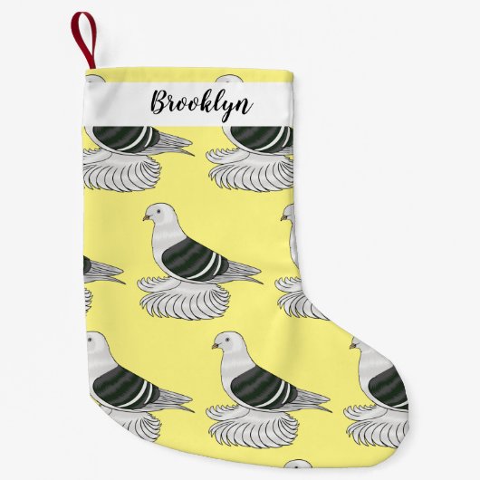 ザクソンシールドハト鳥の漫画イラストレーション スモールクリスマスストッキング (正面)
