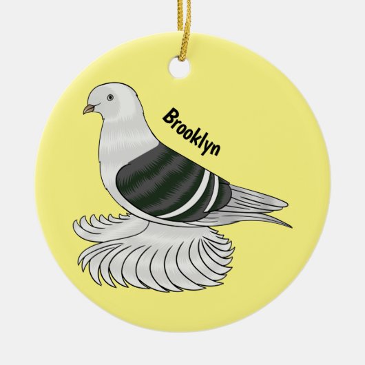 ザクソンシールドハト鳥の漫画イラストレーション セラミックオーナメント (正面)