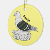 ザクソンシールドハト鳥の漫画イラストレーション セラミックオーナメント (左)