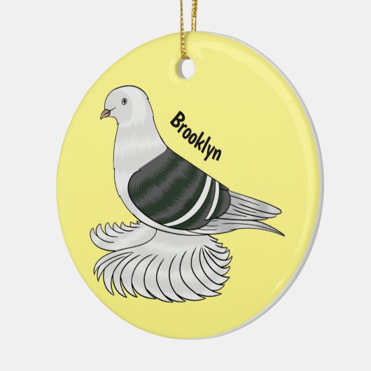 ザクソンシールドハト鳥の漫画イラストレーション セラミックオーナメント (左)