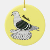 ザクソンシールドハト鳥の漫画イラストレーション セラミックオーナメント (裏面)