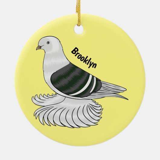 ザクソンシールドハト鳥の漫画イラストレーション セラミックオーナメント (裏面)