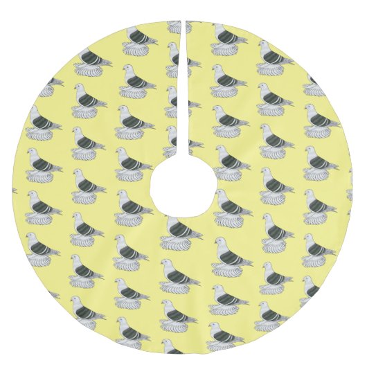 ザクソンシールドハト鳥の漫画イラストレーション ブラッシュドポリエステルツリースカート (正面)