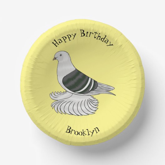 ザクソンシールドハト鳥の漫画イラストレーション ペーパーボウル (正面)