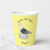 ザクソンシールドハト鳥の漫画イラストレーション 紙コップ (裏面)