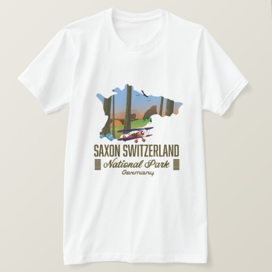 ザクソンスイス国立公園ドイツの地図 Tシャツ (デザイン正面)