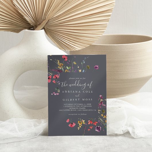 ザクラシックフローラブルー結婚ワイルド招待状 招待状