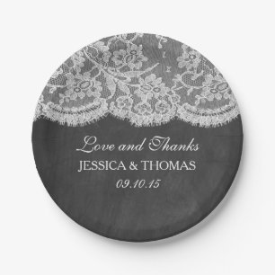 ザクラックボード&レース結婚ズコレクション ペーパープレート