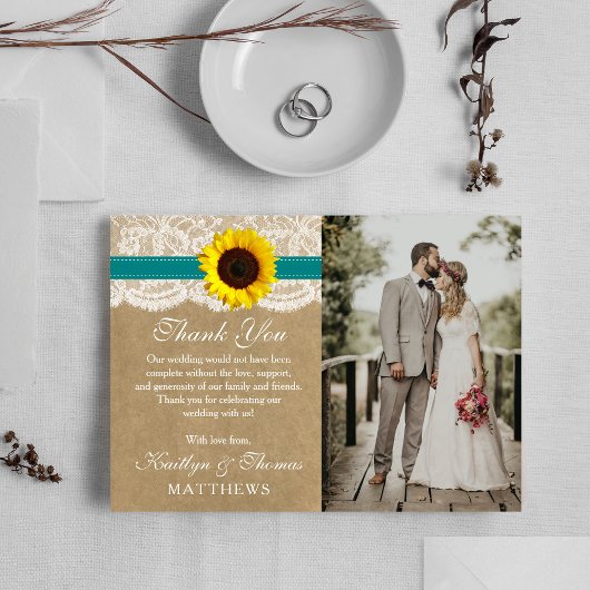 ザクラフト素朴サンフラワー結婚ズコレクション サンキューカード