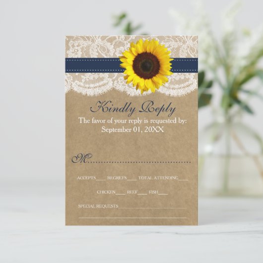 ザクラフト素朴サンフラワー結婚ズコレクション 出欠カード (スタンド正面)