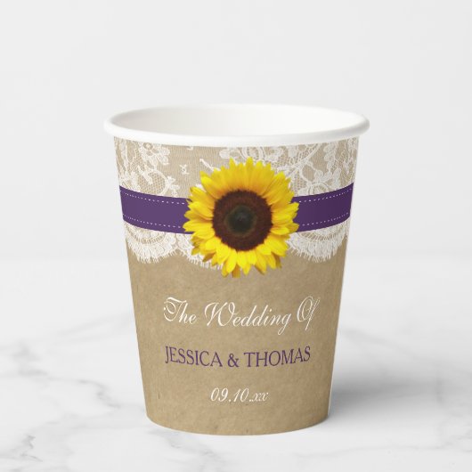 ザクラフト素朴サンフラワー結婚ズコレクション 紙コップ (裏面)