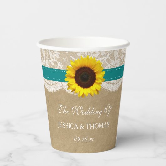 ザクラフト素朴サンフラワー結婚ズコレクション 紙コップ (裏面)