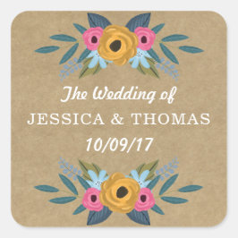 ザクラフト素朴フローラリース結婚ズコレクション スクエアシール