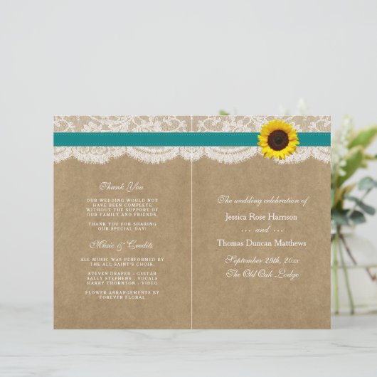 ザクラフト、レース&ひまわりコレクション – ティール（緑がかった色） (スタンド正面)