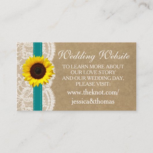 ザクラフト、レース&ひまわりコレクション – ティール（緑がかった色） エンクロージャーカード (正面)