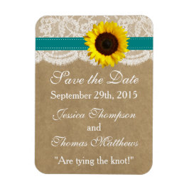 ザクラフト、レース&ひまわりコレクション – ティール（緑がかった色） マグネット