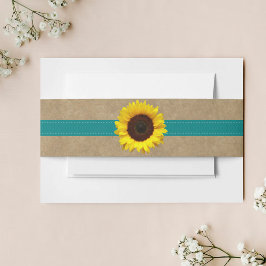 ザクラフト、レース&ひまわりコレクション – ティール（緑がかった色） 招待状ベリーバンド