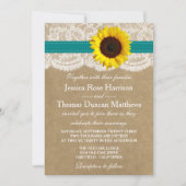ザクラフト、レース&ひまわりコレクション – ティール(緑がかった色) 招待状 (正面)