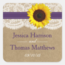 ザクラフト、レース&ひまわりコレクション – 紫 スクエアシール